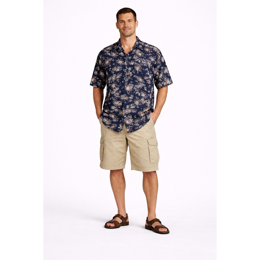 Boulder Creek 3XL Tall‎ Navy Tropical Palm Tree Short Sleeve Button Down Shirt